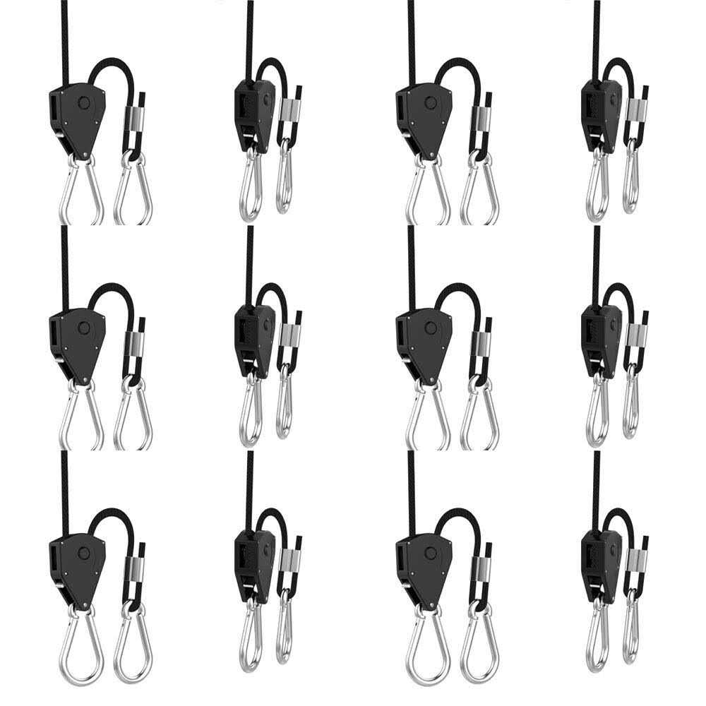 vanleno 6 Pairs 1/8 inch Adjustable Heavy Duty Rope Hanger Reinforced Metal Internal Gears Ratchets foe Growing Light Fixtures