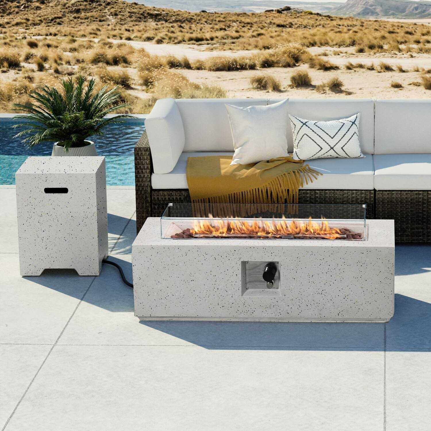 COSIEST Outdoor Rectangle Propane Fire Pit
