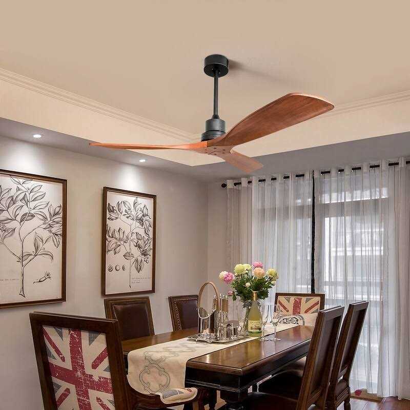 52 and 60 Noiseless Walnut Wood Ceiling Fan with Remote Control,Light Integrated Optional