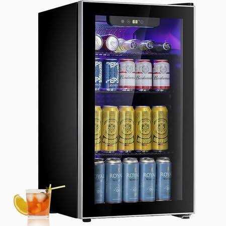 Auseo Wine Cooler Refrigerator Fridge 26 Bottles Freestanding Wine Chiller with Stainless Steel & Double-Layer Glass Door/Digital Memory Temperature