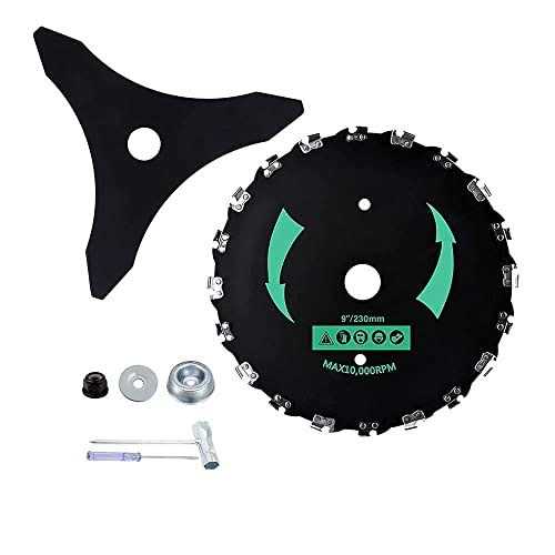 ACEBINTE 9 x 20t Chainsaw Tooth Brush Blades Kit Cutter Trimmer Weed Eater Blade