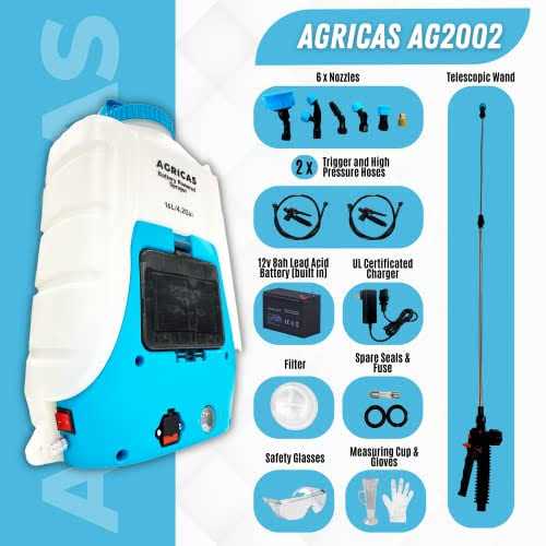 Agricas Battery Powered Backpack Sprayer 4.2 Gallon Multifunctional Weed Sprayer for Lawn & Garden with Adjustable Nozzles and Shoulder Strap