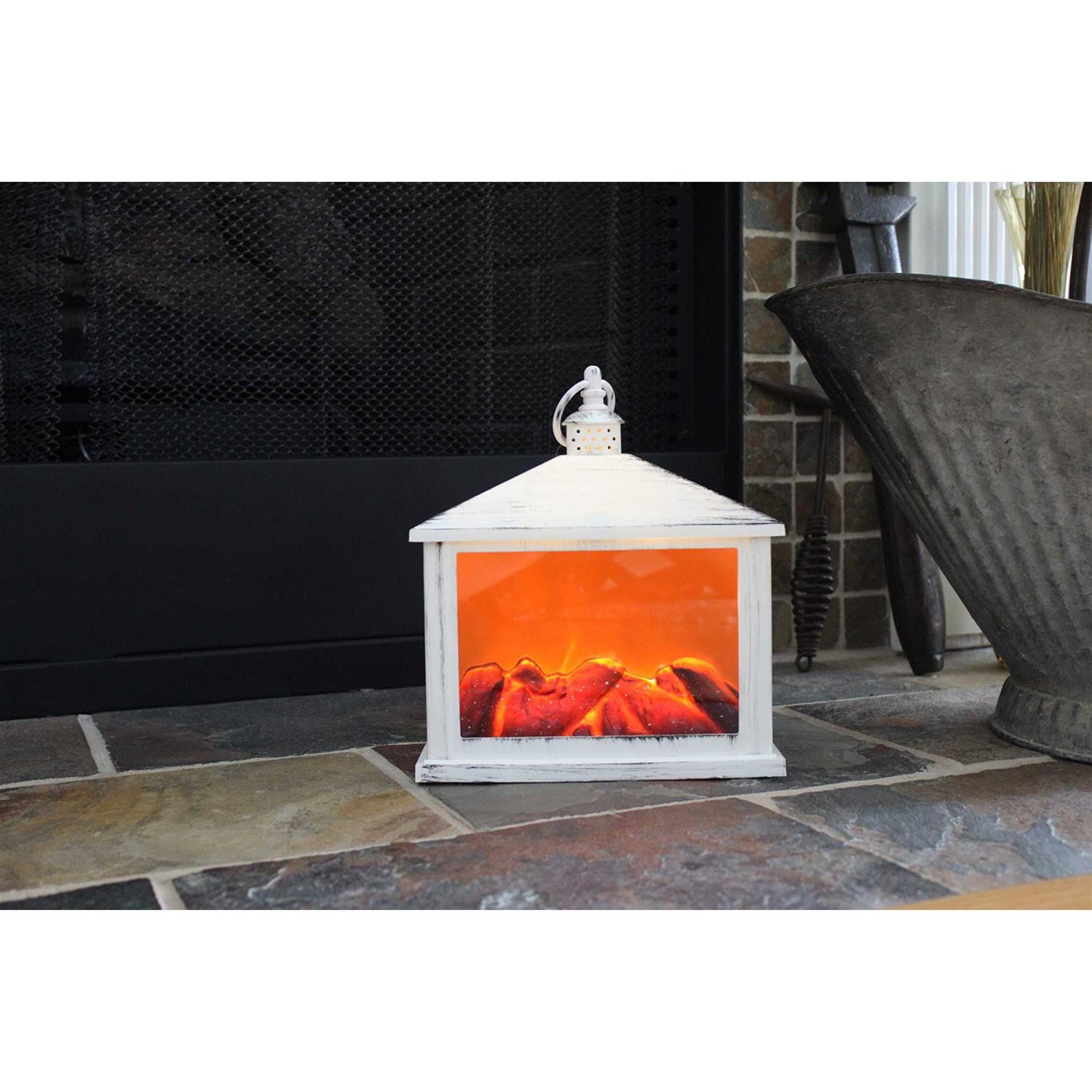 A Cheerful Giver Black Flameless Fireplace Lantern
