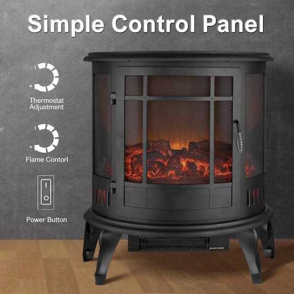 Lifeplus Electric Fireplace Stove 27 in. Freestanding Fireplace Heater with Adjustable 3D Flame Effect