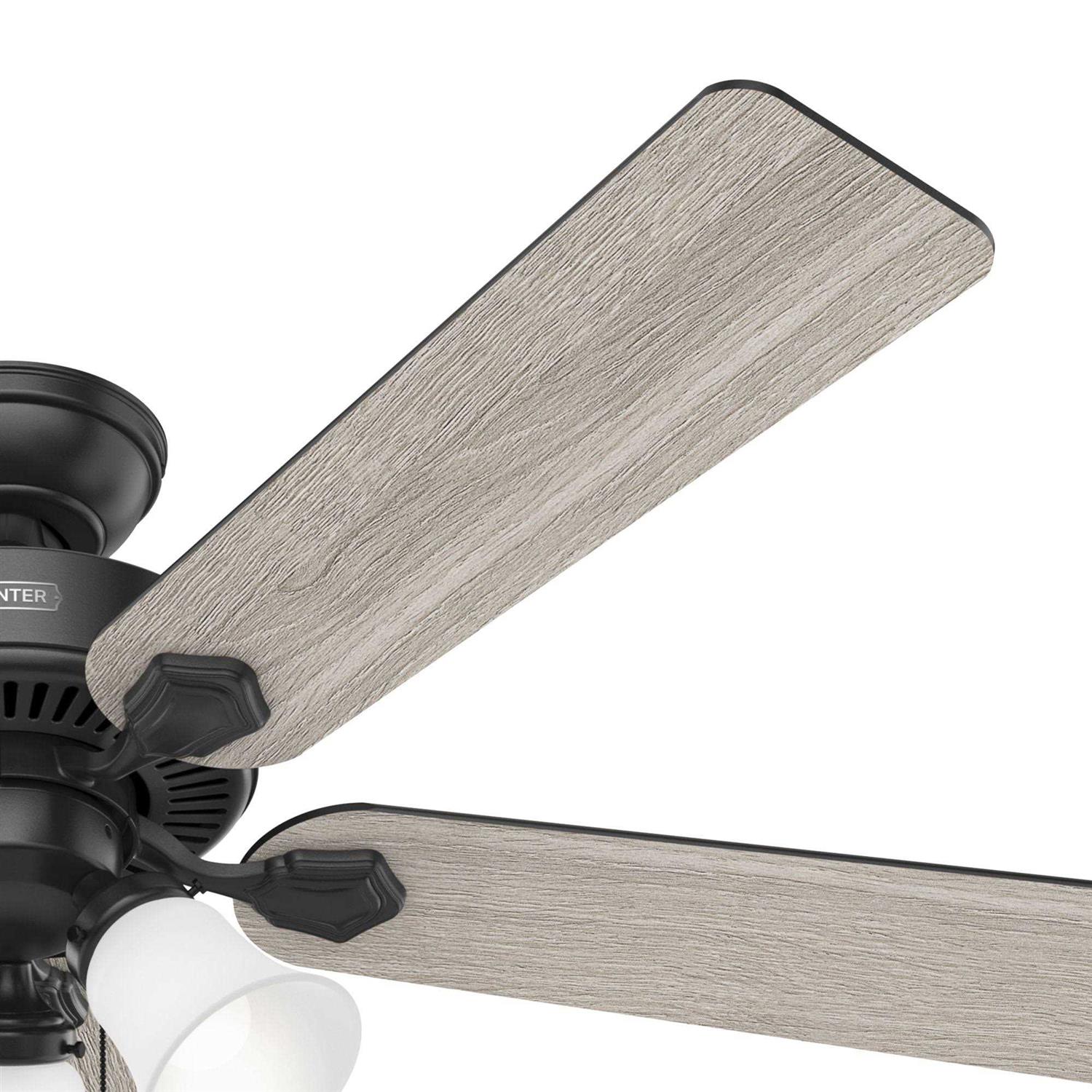 52 Hunter Swanson Matte Black Ceiling Fan with LED Light Kit 51737