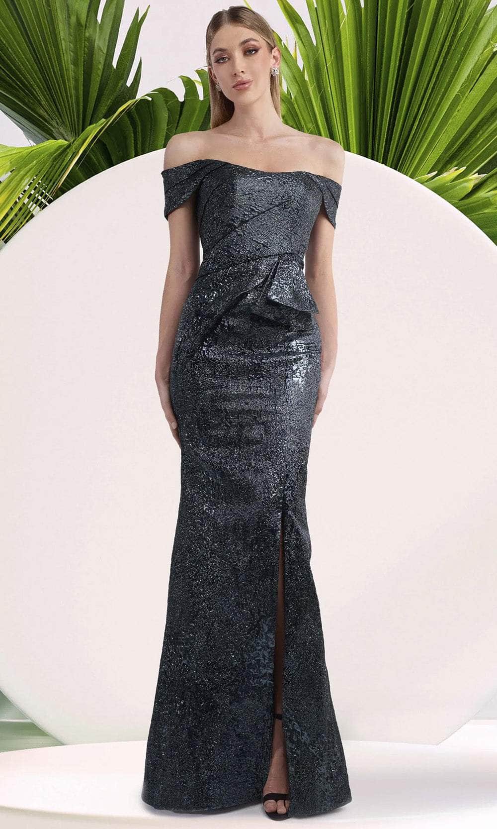 Off-Shoulder Peplum Gown