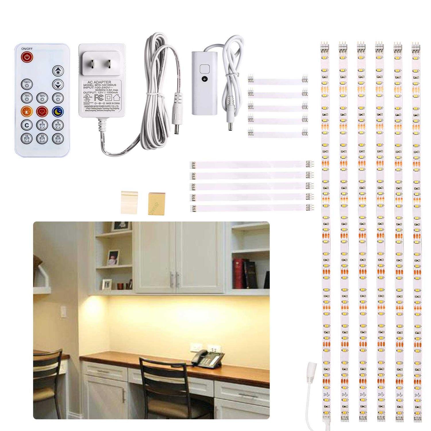WOBANE Under Cabinet LED Lighting 6 PCS LED Strip Remote Control