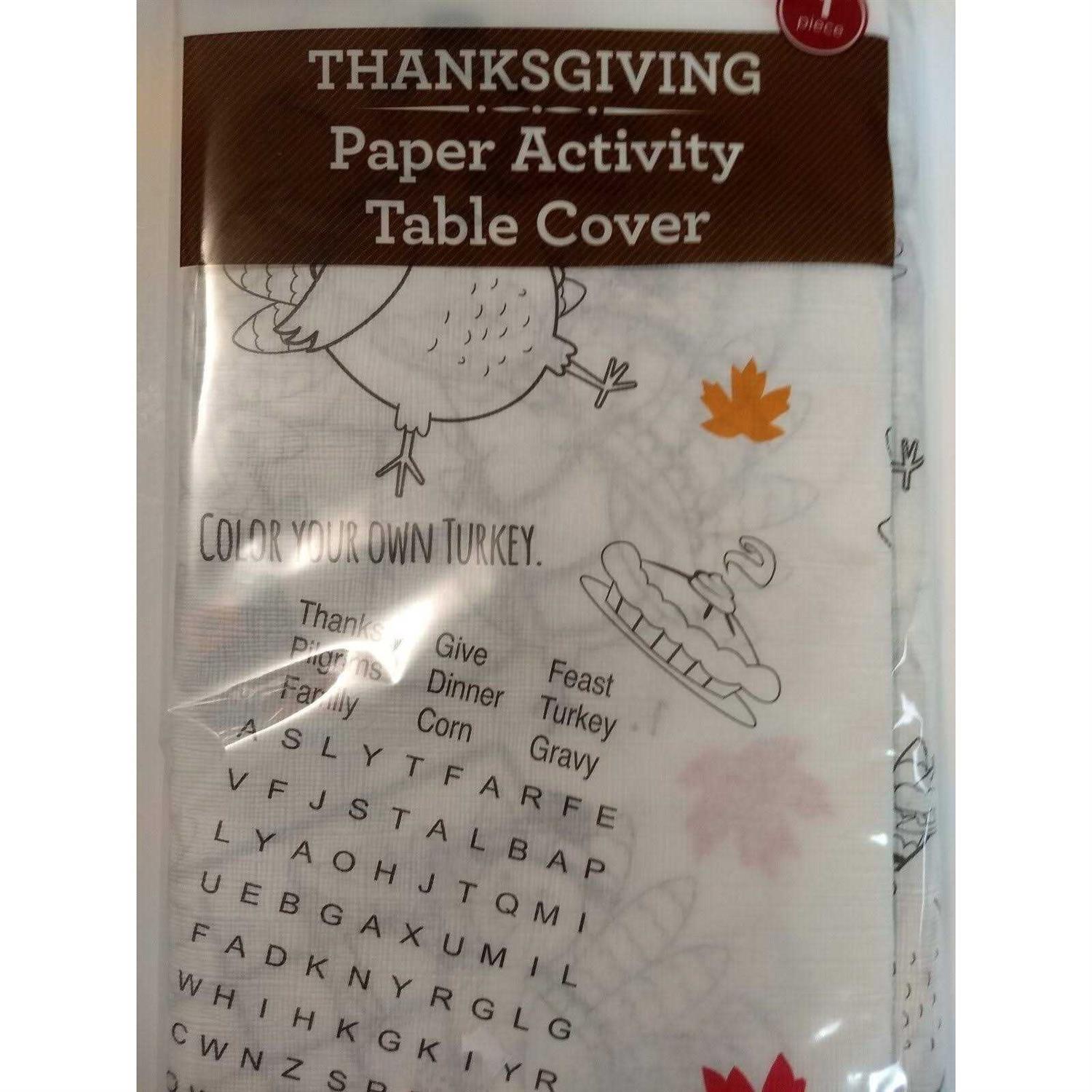 Way to Celebrate Coloring Activity Tablecloth Happy Thanksgiving Bundle