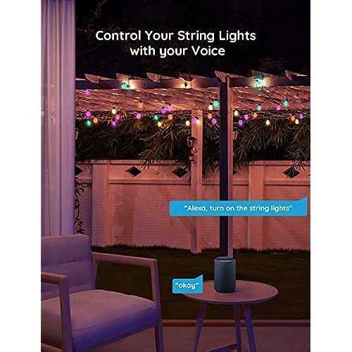 96ft Govee Smart Outdoor String Lights with RGBIC Warm White LED Bulbs