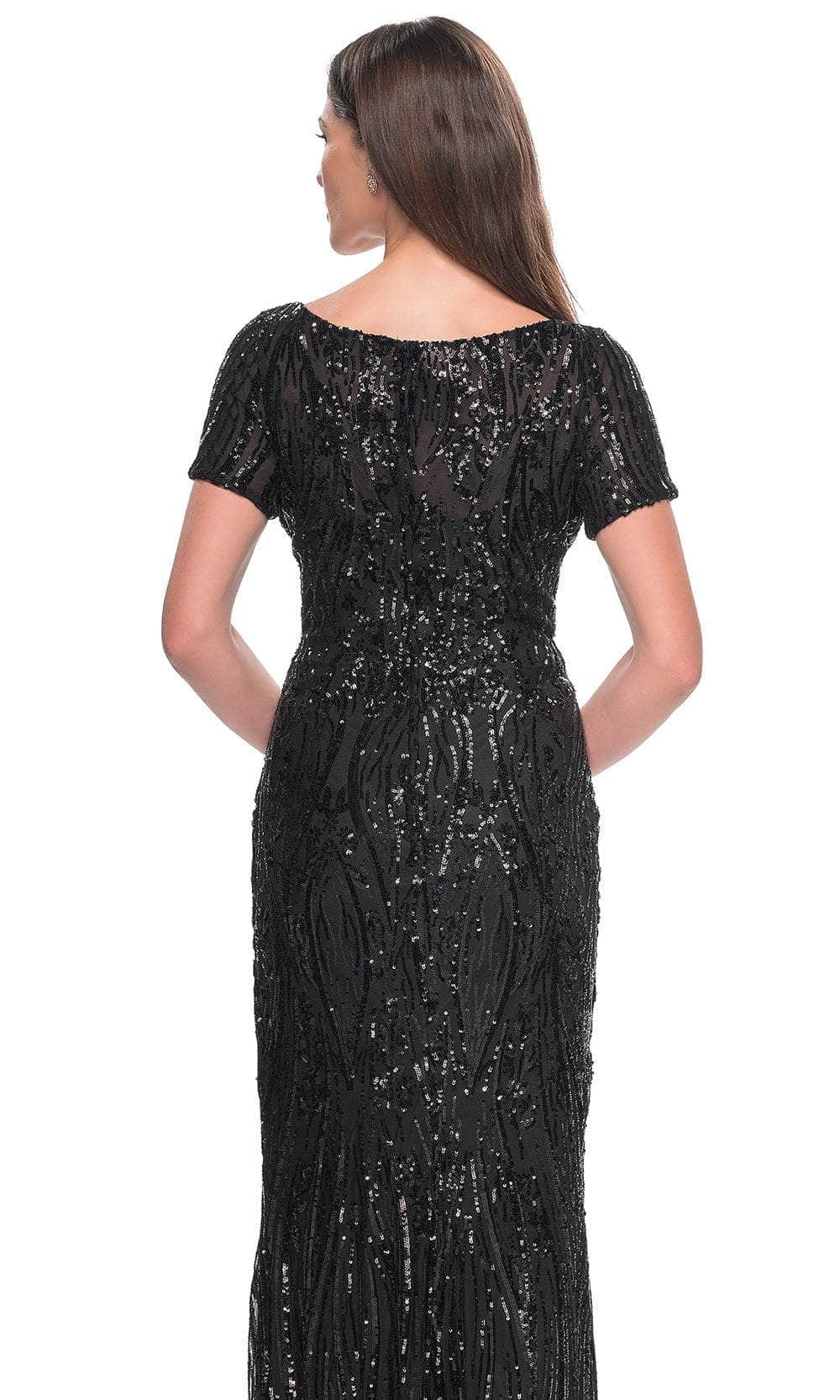 Patterned Sequin Scoop Formal Dress