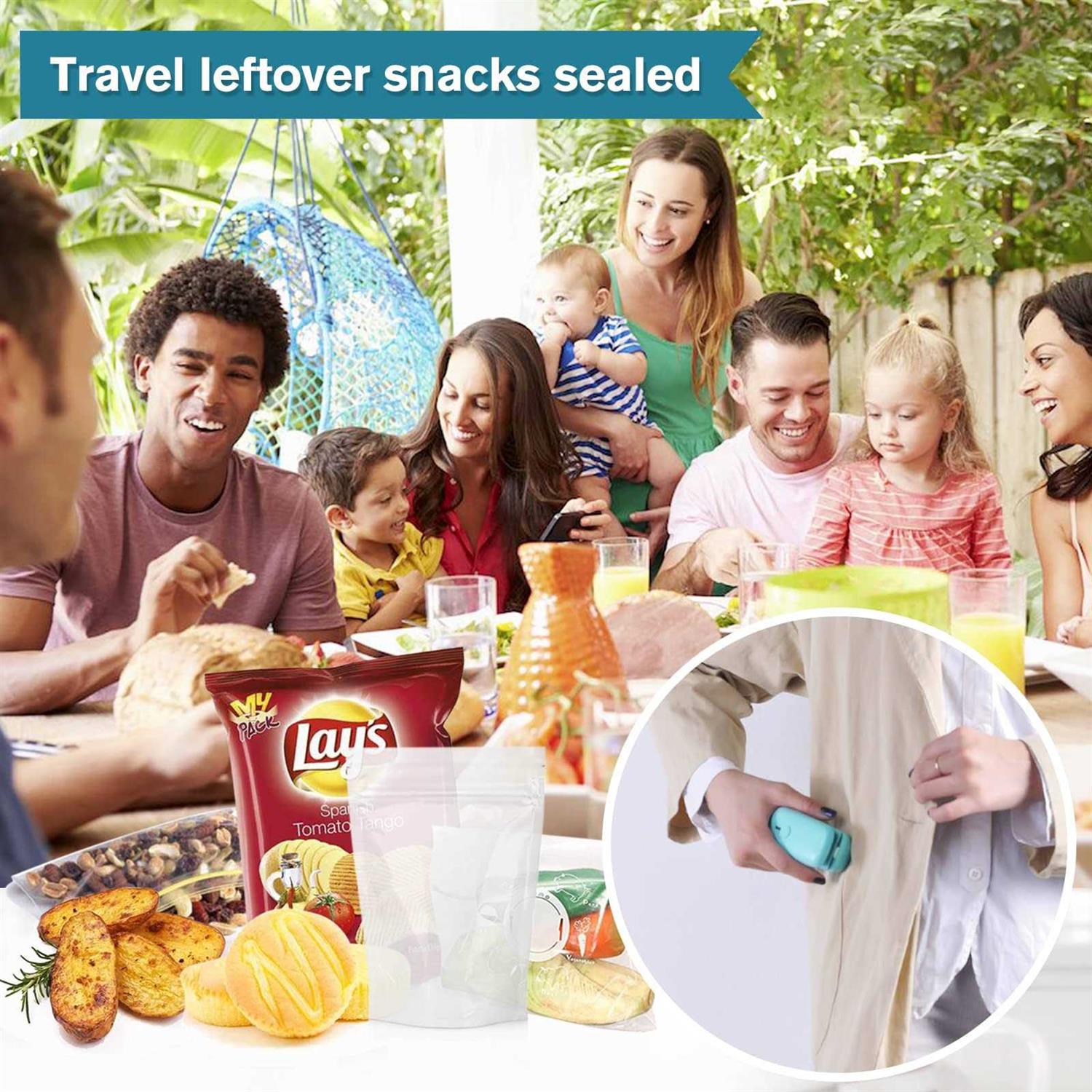 TYHJOY Mini Chip Bag Sealer, Handheld Heat Vacuum Sealer and Cutter