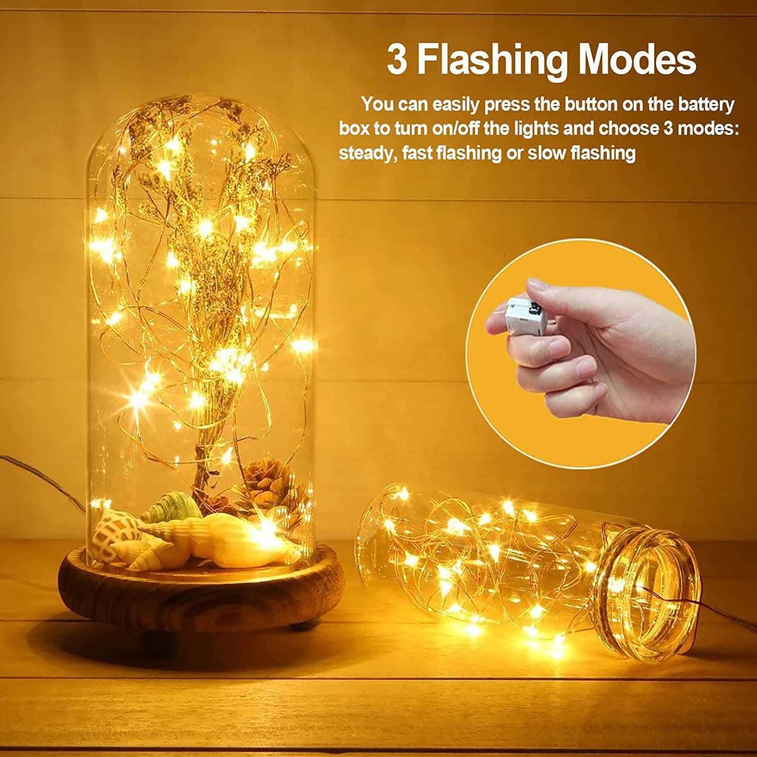 12 Pack Fairy Lights Battery Operated 3 Speed Mode 12 Extra Batteries for Replacement