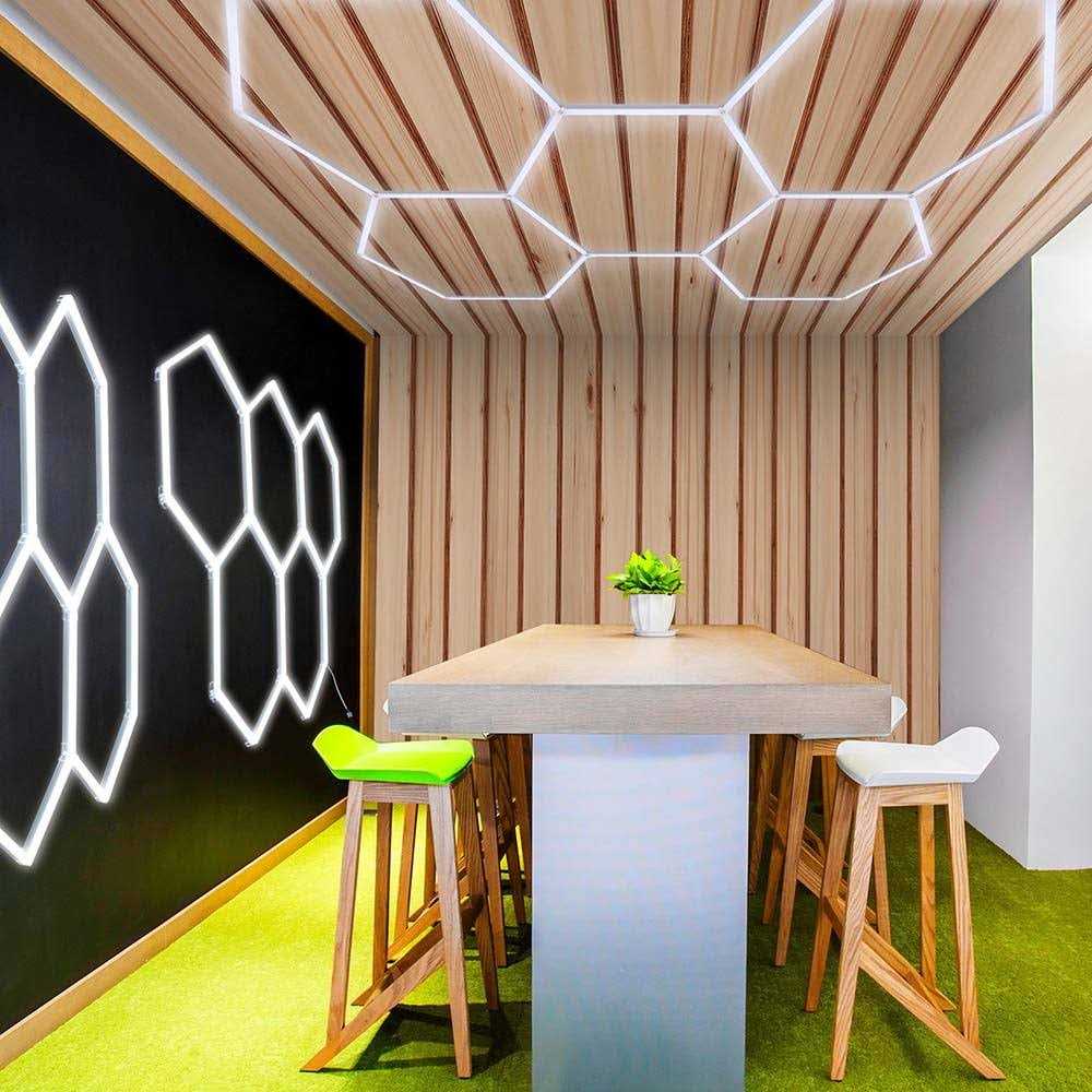 Yescom Hexagon LED Light Honeycomb Car Detail Garage Workshop Retail Studio 24 Pack