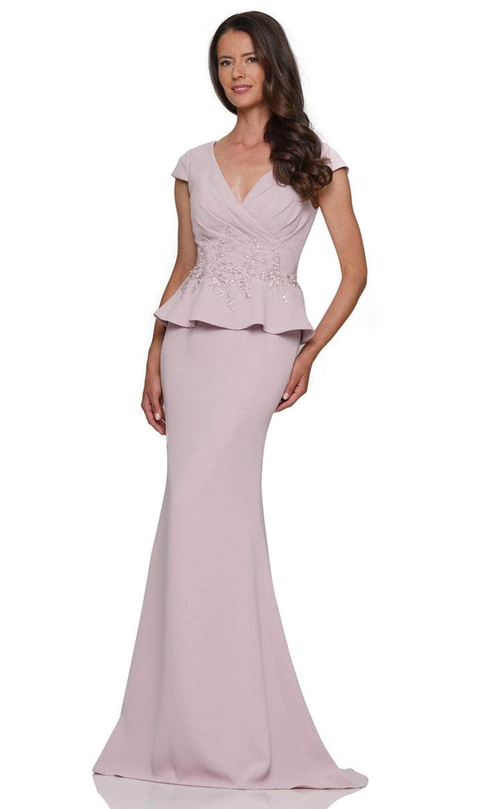 V-Neck Cap Sleeve Long Gown