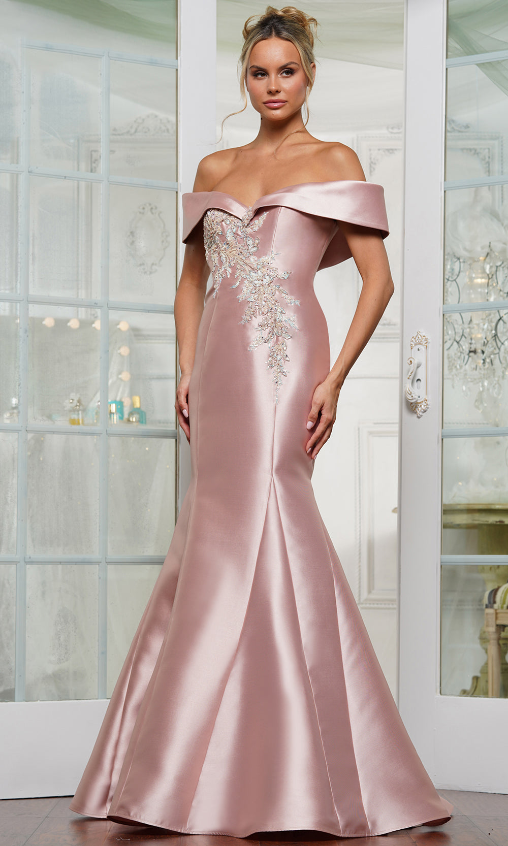 Color Beaded Sweetheart Neckline Prom Gown