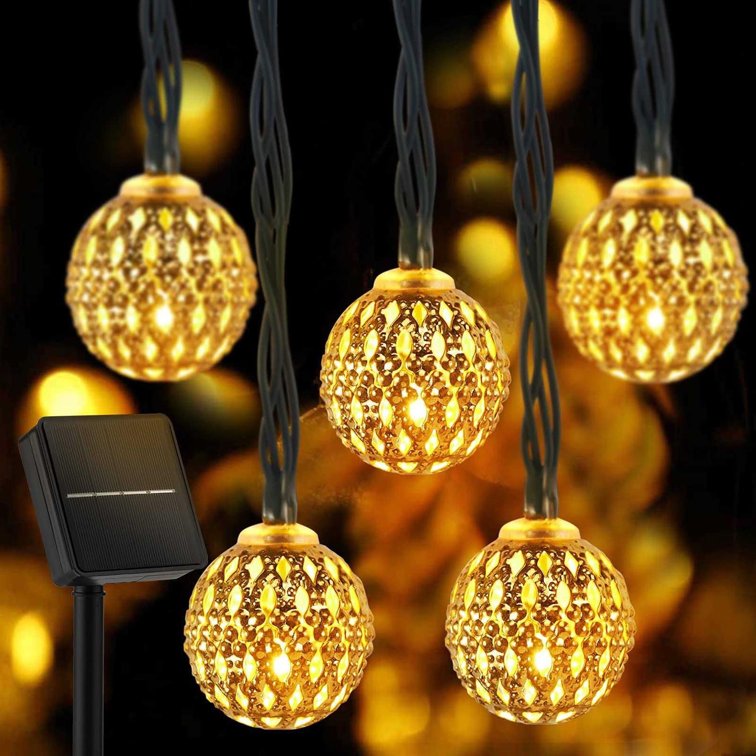 Brightown Solar Moroccan String Lights Outdoor Waterproof 35.6 Ft 60 LED