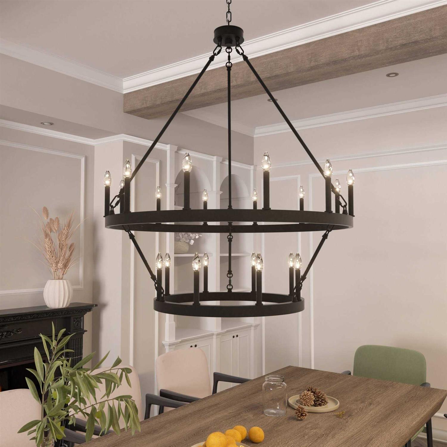 Acroma 20-light Modern Farmhouse 40In Round Wagon Wheel Chandelier