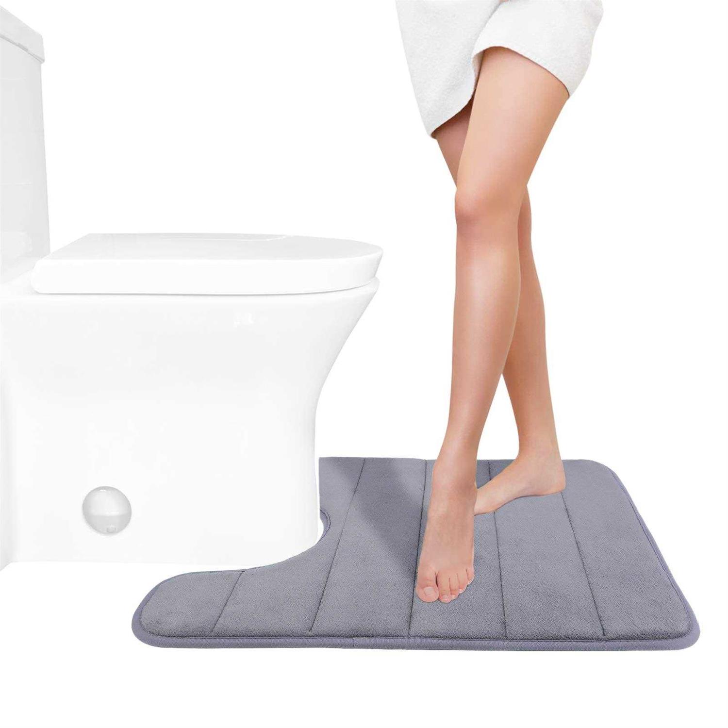 Yimobra Toilet Bath Mat U-Shaped Contour Bathroom Soft and Comfortable