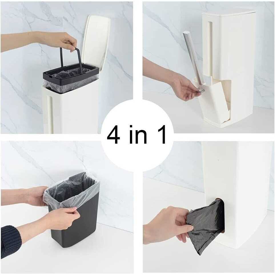 Baffect Slim Bathroom Trash Can Toilet Brush Set 2L Small Trash Can with Lid