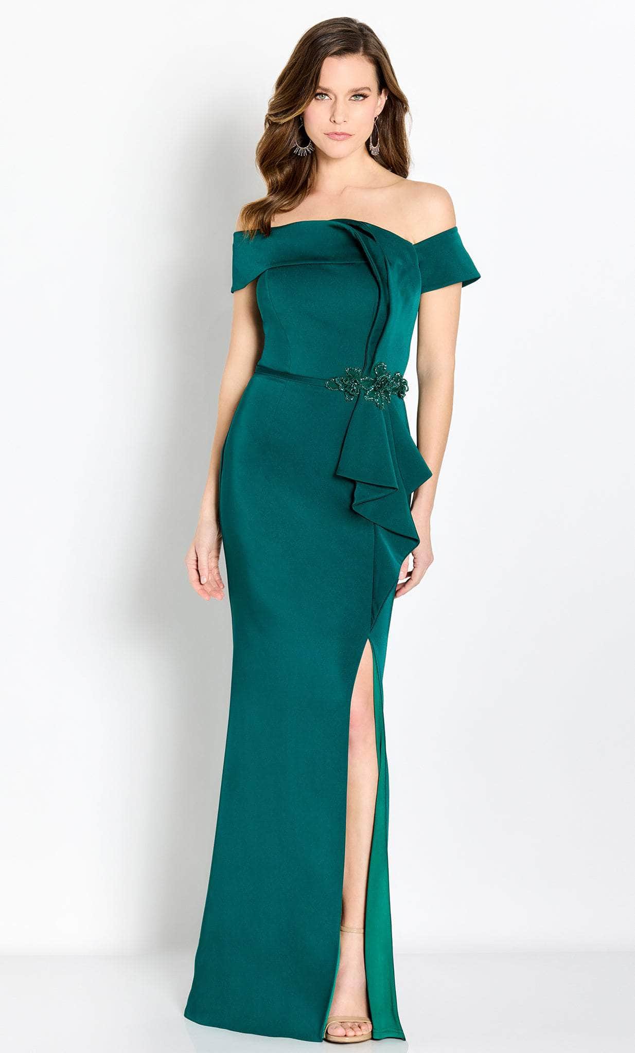 Draped Off Shoulder Evening Gown