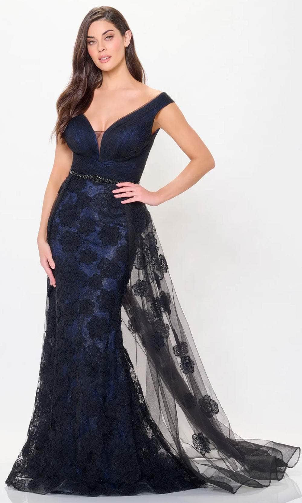 Lace Overlaid Evening Dress