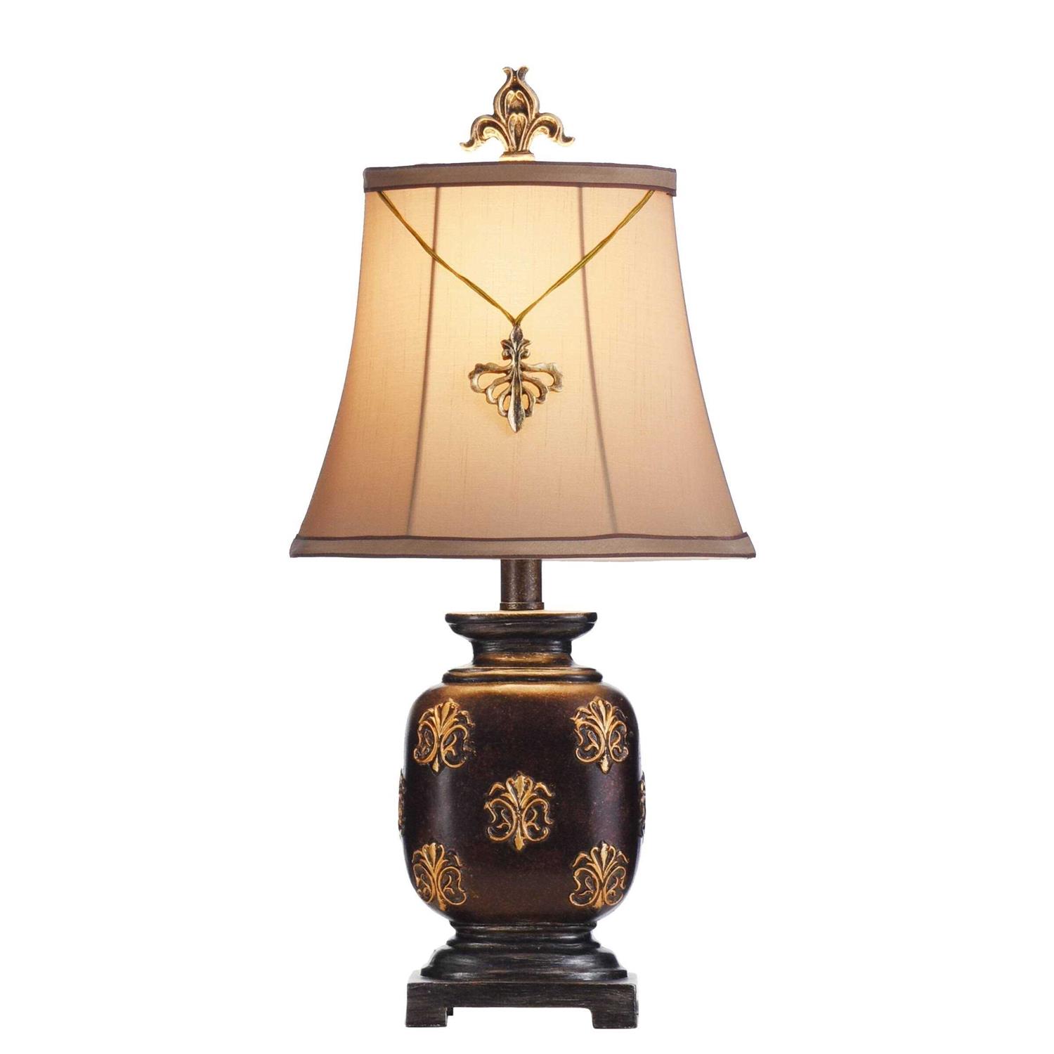 StyleCraft Maximus Mini Accent Table Lamp with Fleur De Lis Pendant