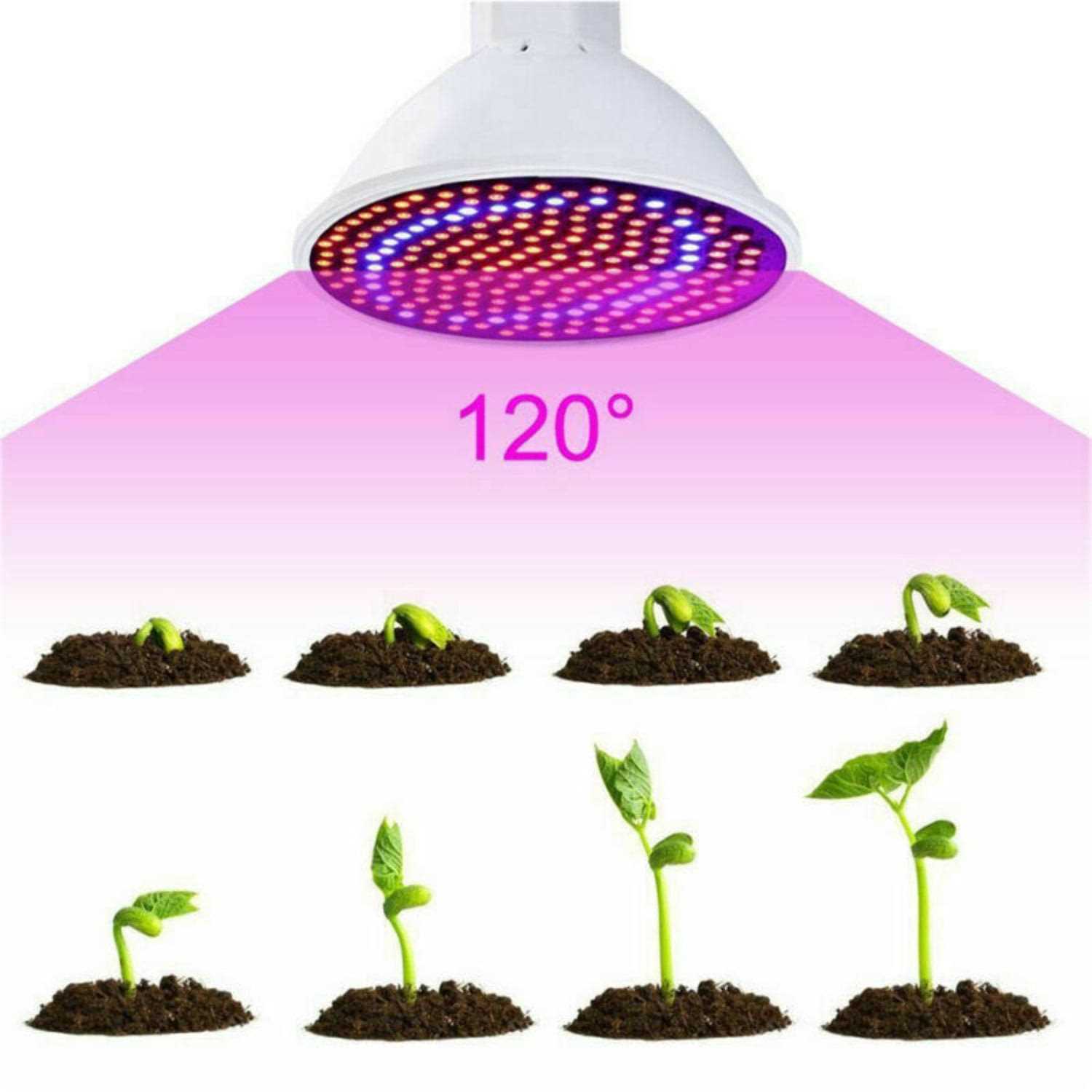 200 LED Grow Light UV IR Growing Lamp for Indoor Hydroponic Plant w/Desk Clip