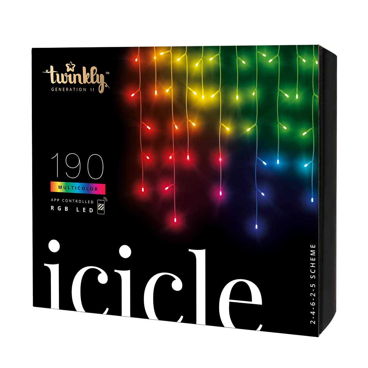 Twinkly Icicle App-Controlled Smart LED Christmas Lights 190 RGB