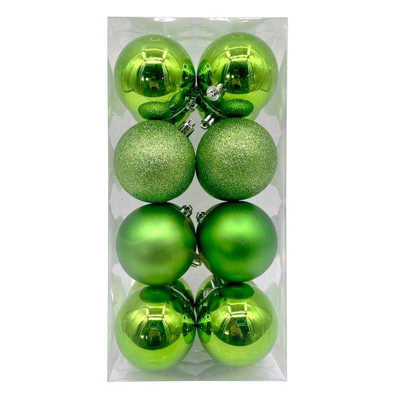 At Home 16-Count Bright Green Mix Shatterproof Ornaments