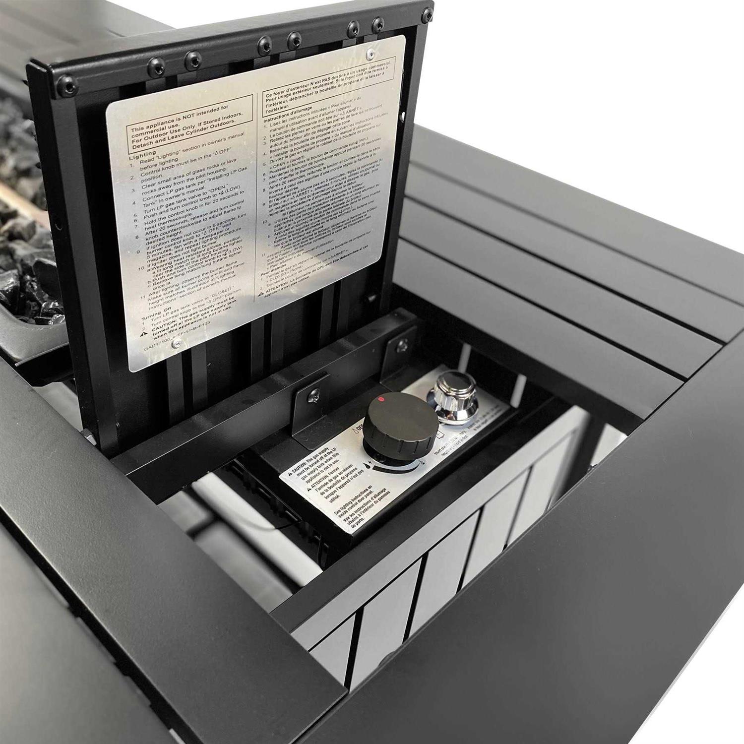 allen + roth 48-in W 40000-BTU Black Steel Propane Gas Fire Pit Table Stainless Steel GAD17103L