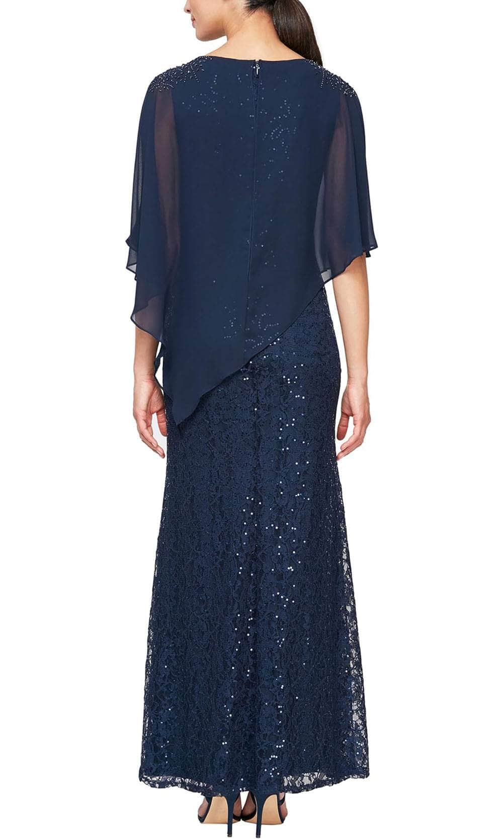 Sequin Lace Capelet Dress