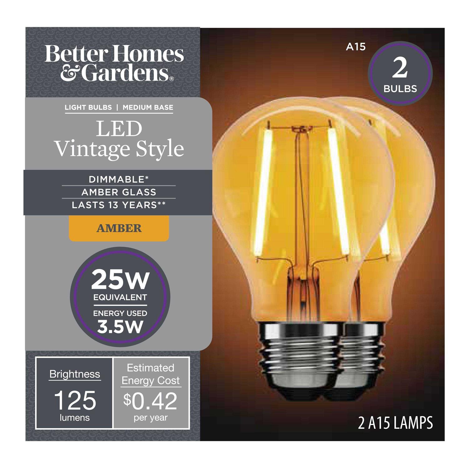 Better Homes & Gardens A15 Vintage Led Amber Light Bulb