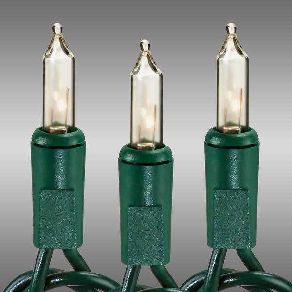 34 ft. White Wire Christmas Mini Light String Clear Bulbs CMS