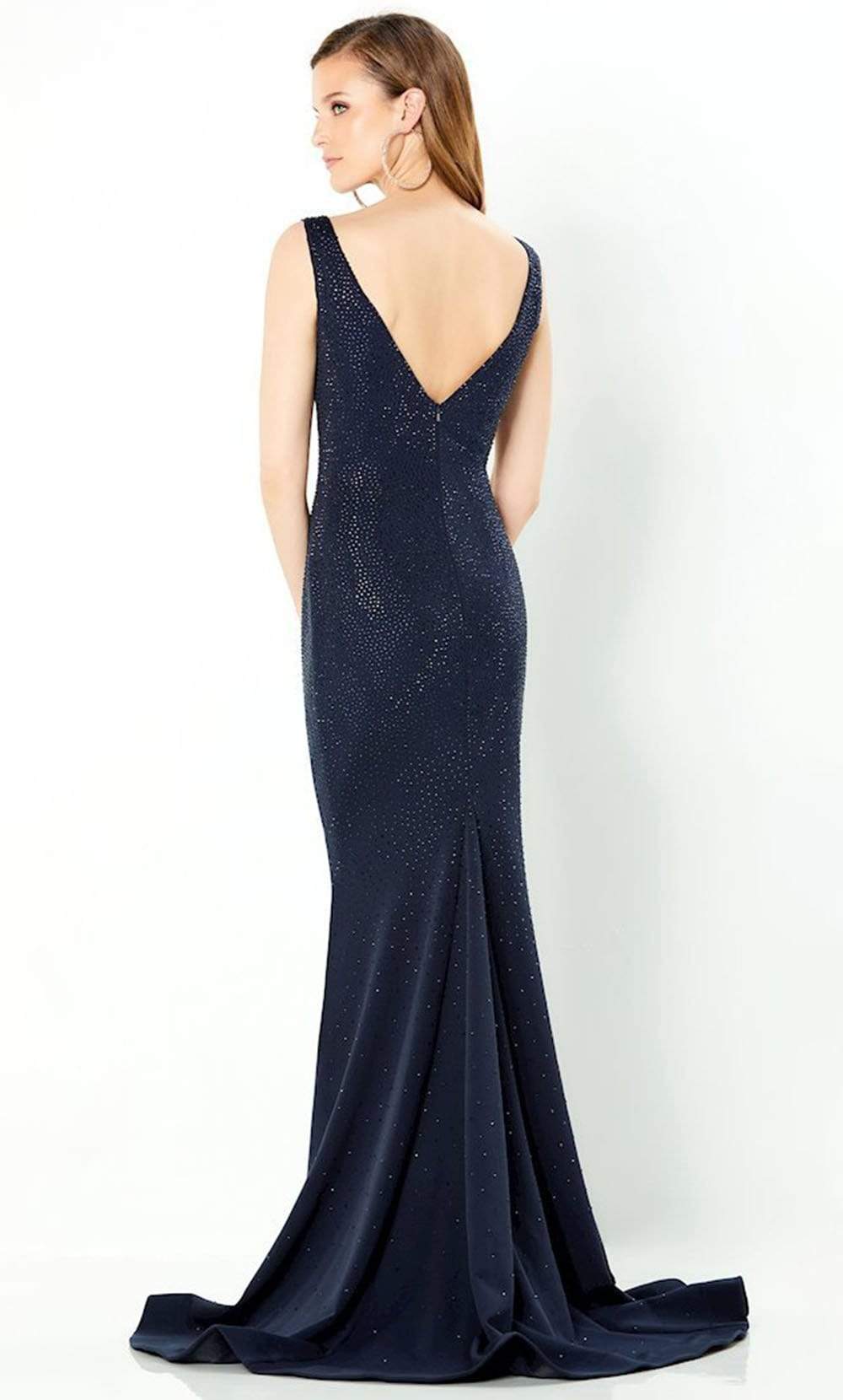 220950 Embellished Bateau Neck Gown