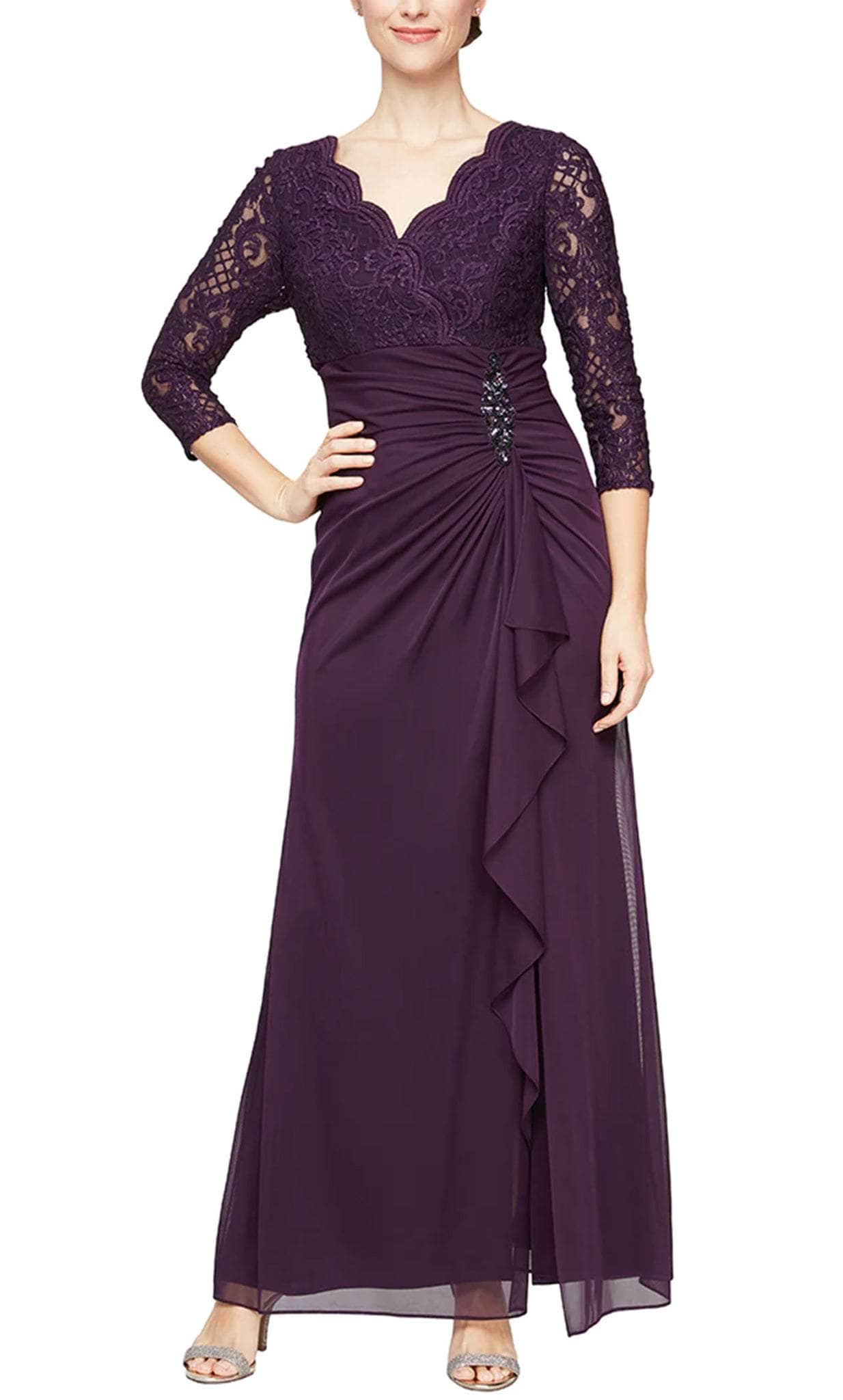 Formal Lace-Made High Waist Evening Gown