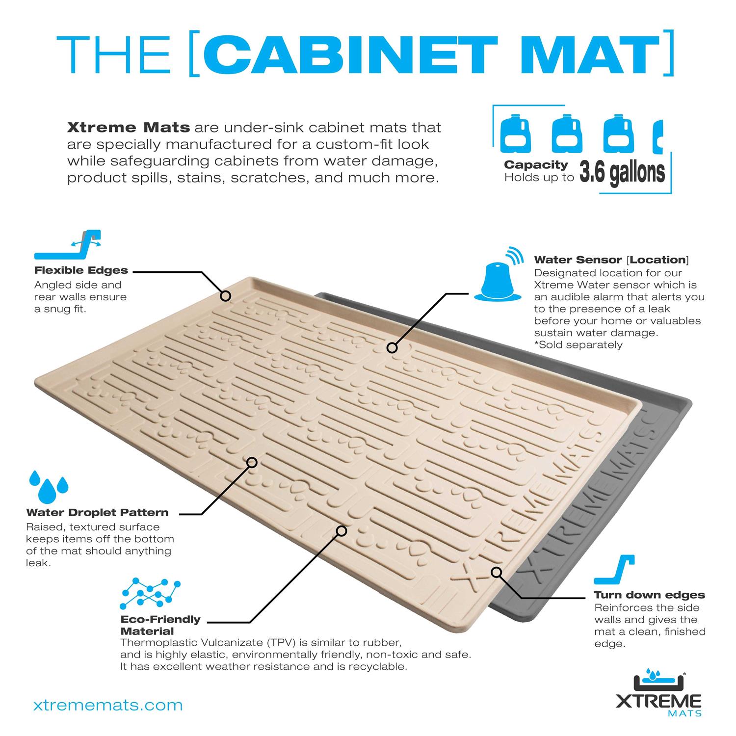 Xtreme Mats Waterproof Under Sink Mat for Bathroom Vanity Cabinets