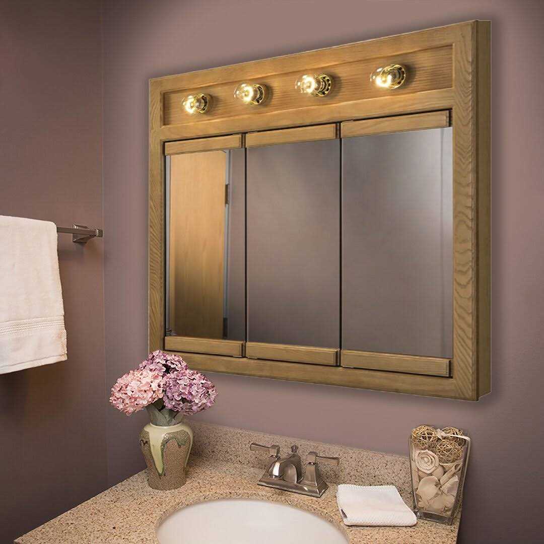 Winston Porter 7416277E9C844A4F8B3485673CF63F42 Searle Medicine Cabinet Lighted Bathroom Wall Cabinet with Mirrored Doors