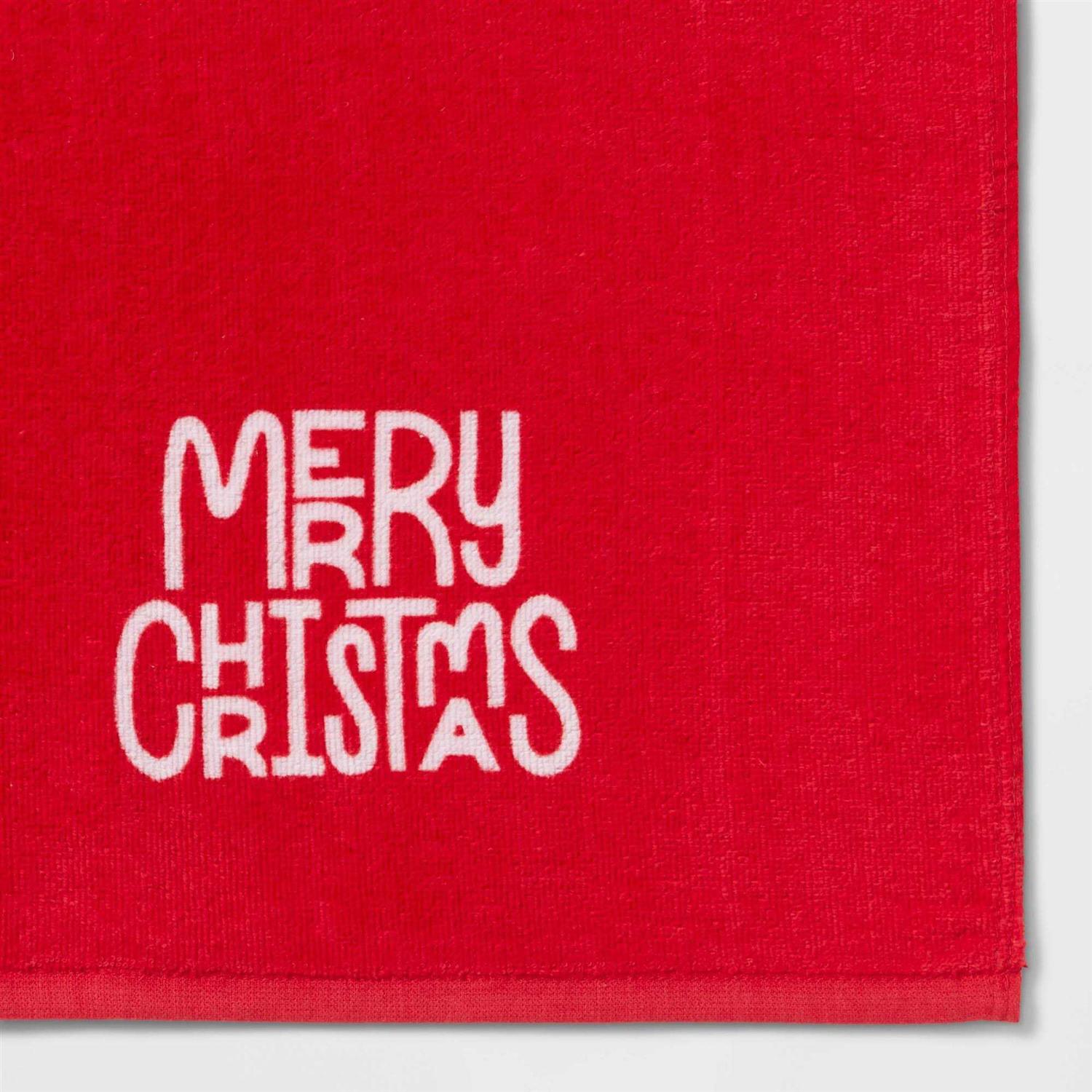 Wondershop 2pk Merry Christmas Hand Towel Set Red/White