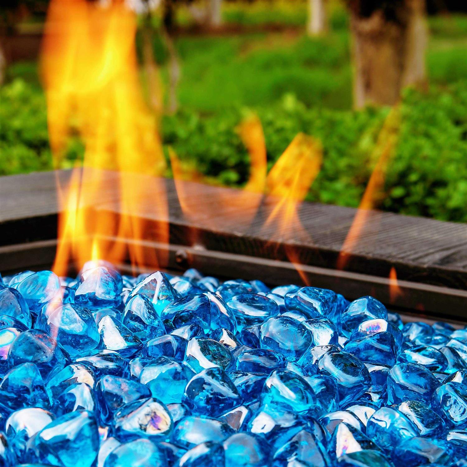 Chilli Cosmos Fire Glass Diamond 1 Inch Fire Pit Glass Rocks for Propane or Gas Fire Pit