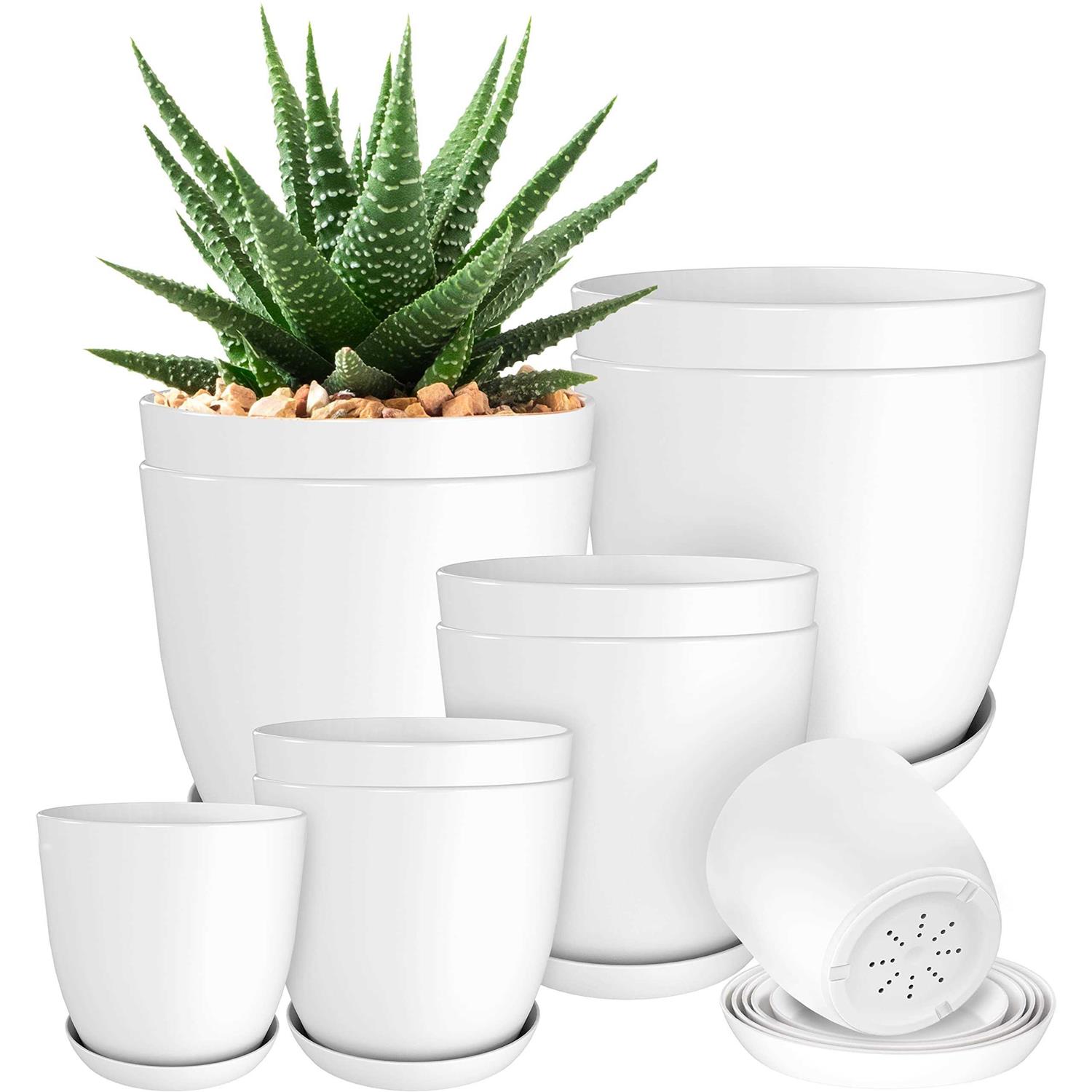 Utopia Home Plant Pots Indoor with Drainage 7/6.6/6/5.3/4.8 Inches Home Decor Flower Pots for Indoor Planter