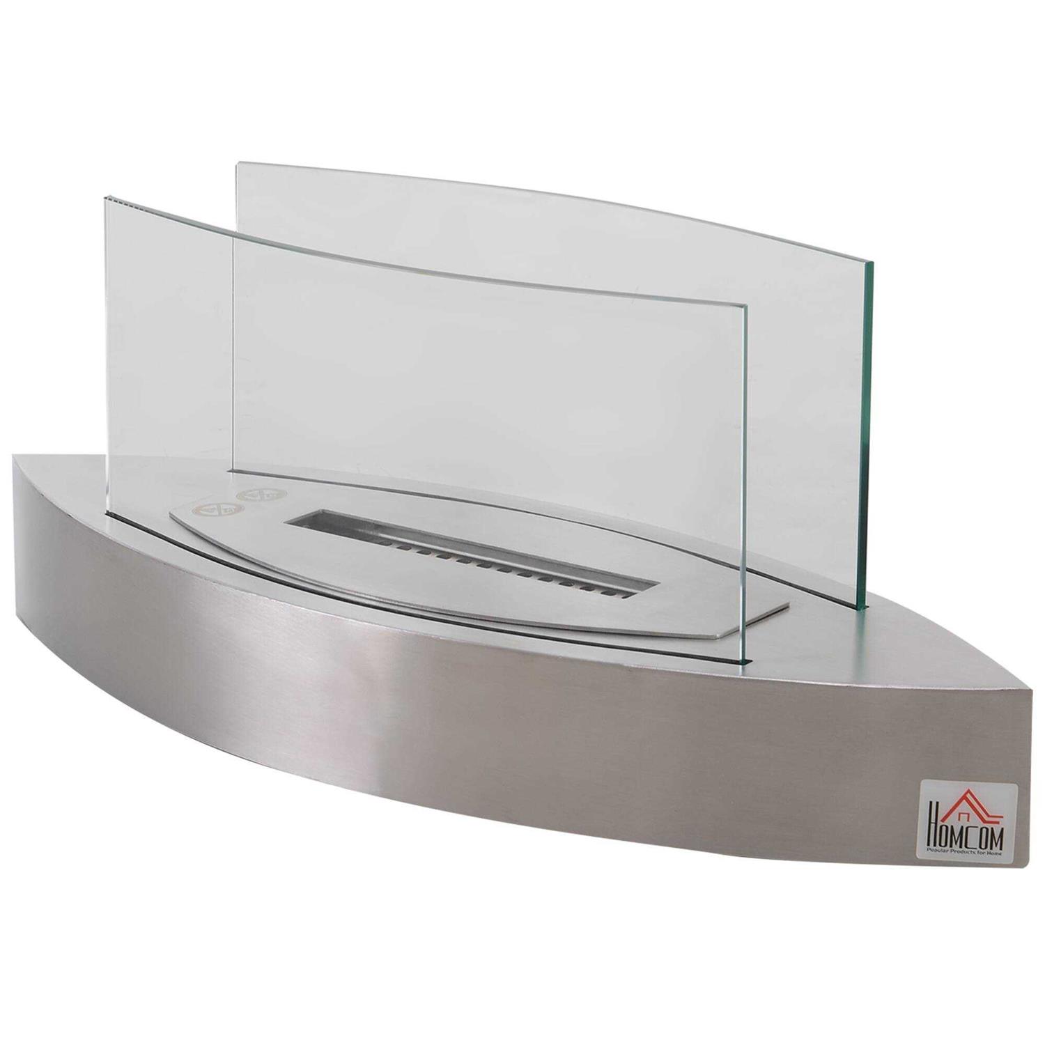 HOMCOM Tabletop Fire Pit Bowl Centerpiece Table Decoration with Glass Walls