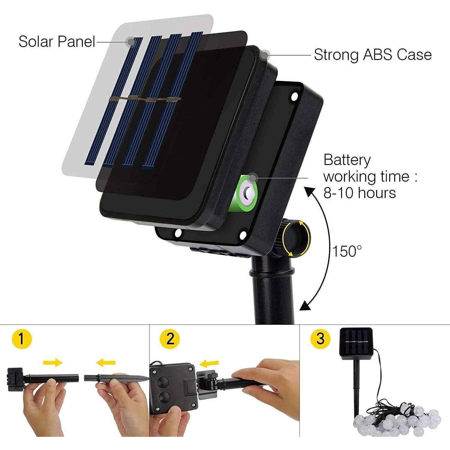 Useber Solar Lights Outdoor 24Ft 50LED Solar Garden Lights Waterproof Crystal Globe Indoor/Outdoor Fairy Lights Solar Lights Garden,Party