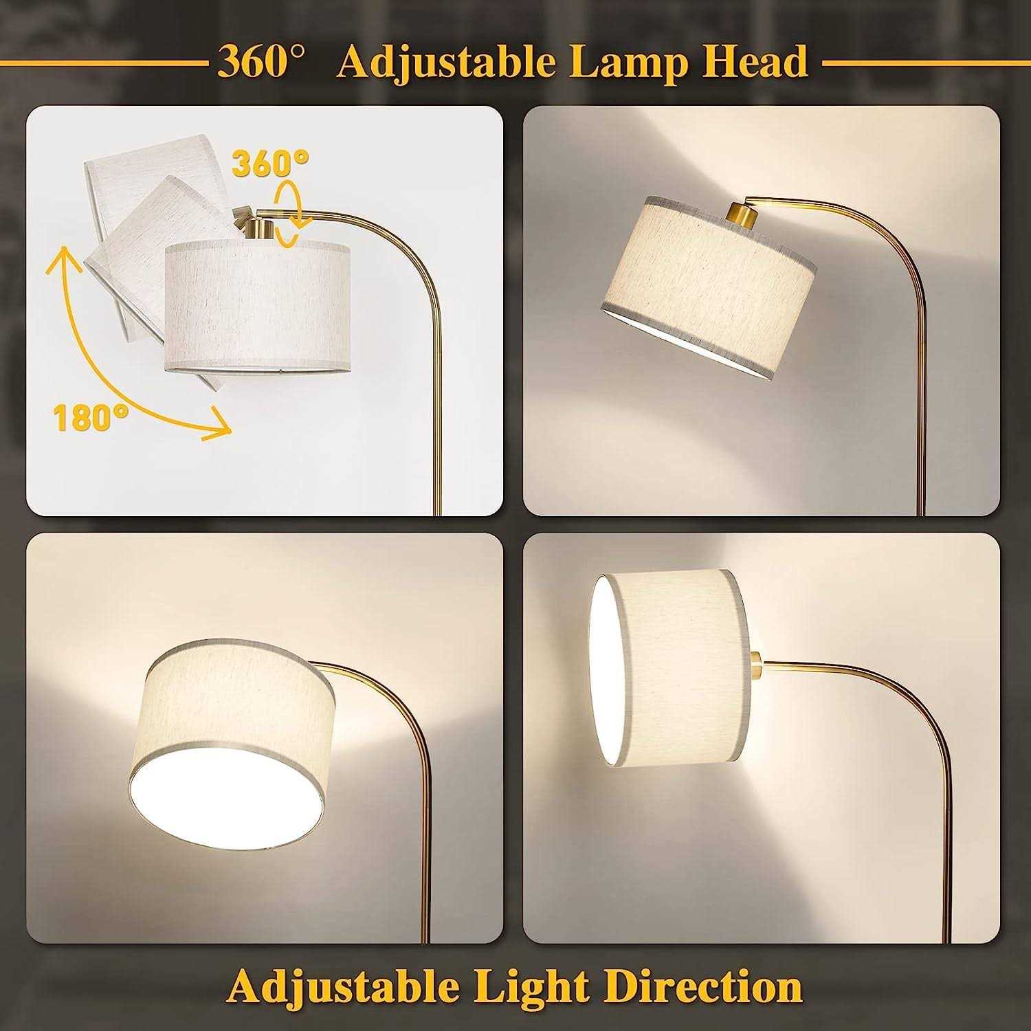 Boncoo LED Floor Lamp Fully Dimmable Modern Standing Lamp Arc Floor Lamp with Adjustable Drum Shade