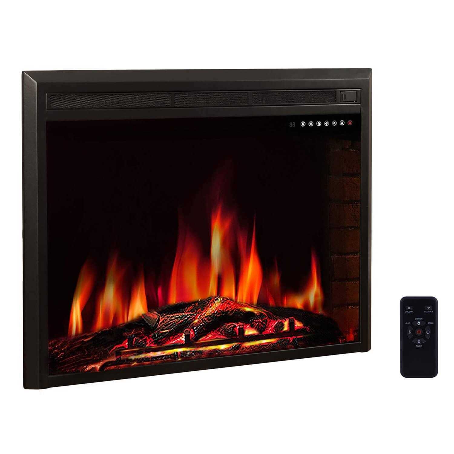 Electric Fireplace Insert Freestanding & Recessed Electric Heater Remote Control 750W/1500W R.W.FLAME