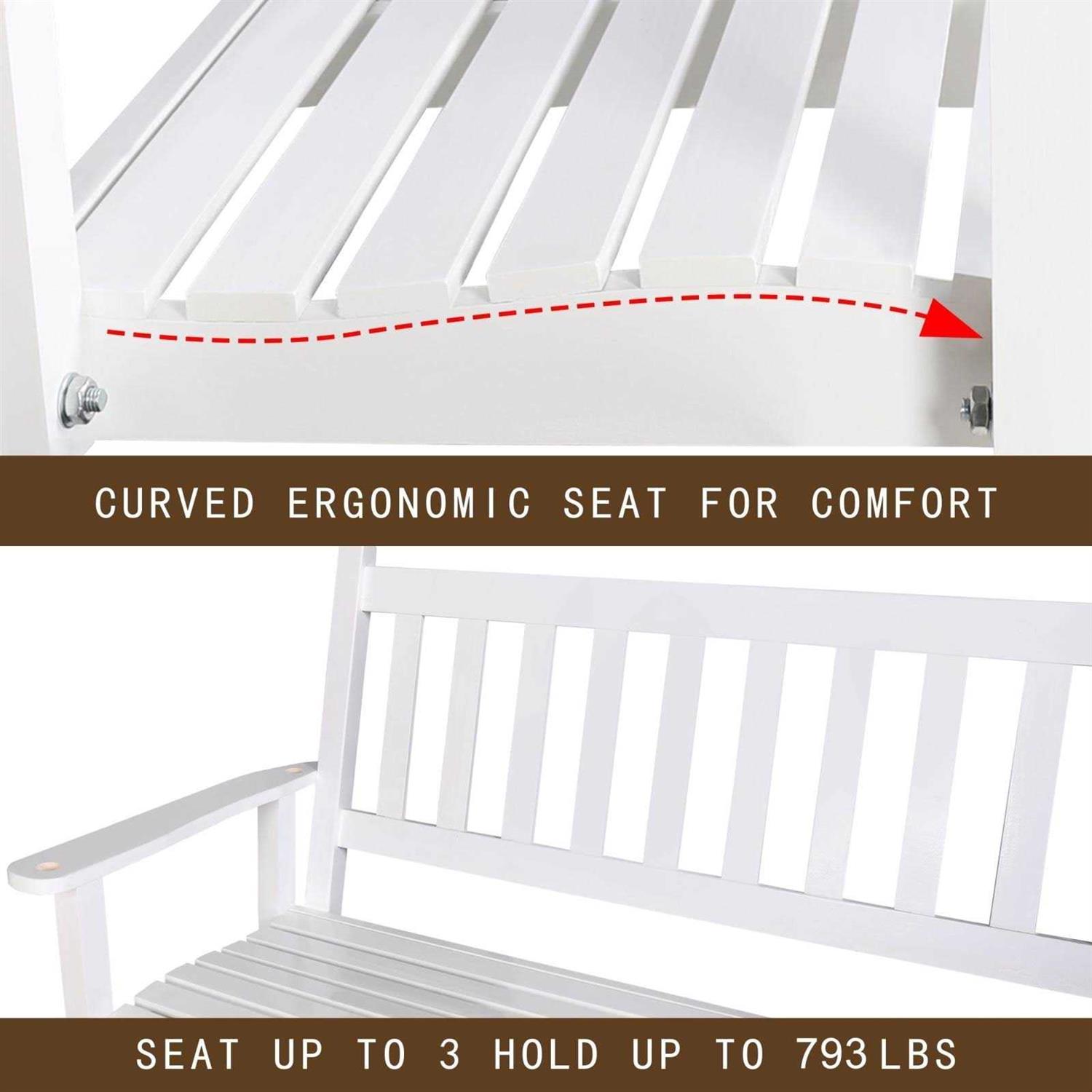 Veikous Outdoor Wood Porch Swing with Chains