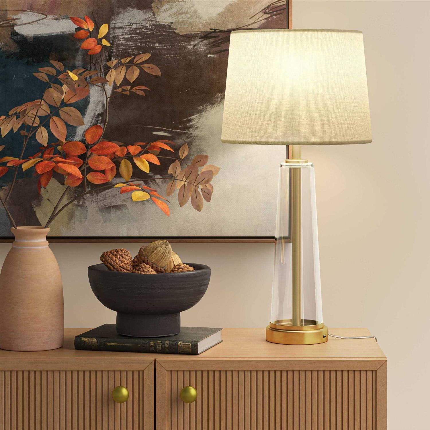 Threshold Tapered Fillable Table Lamp with USB