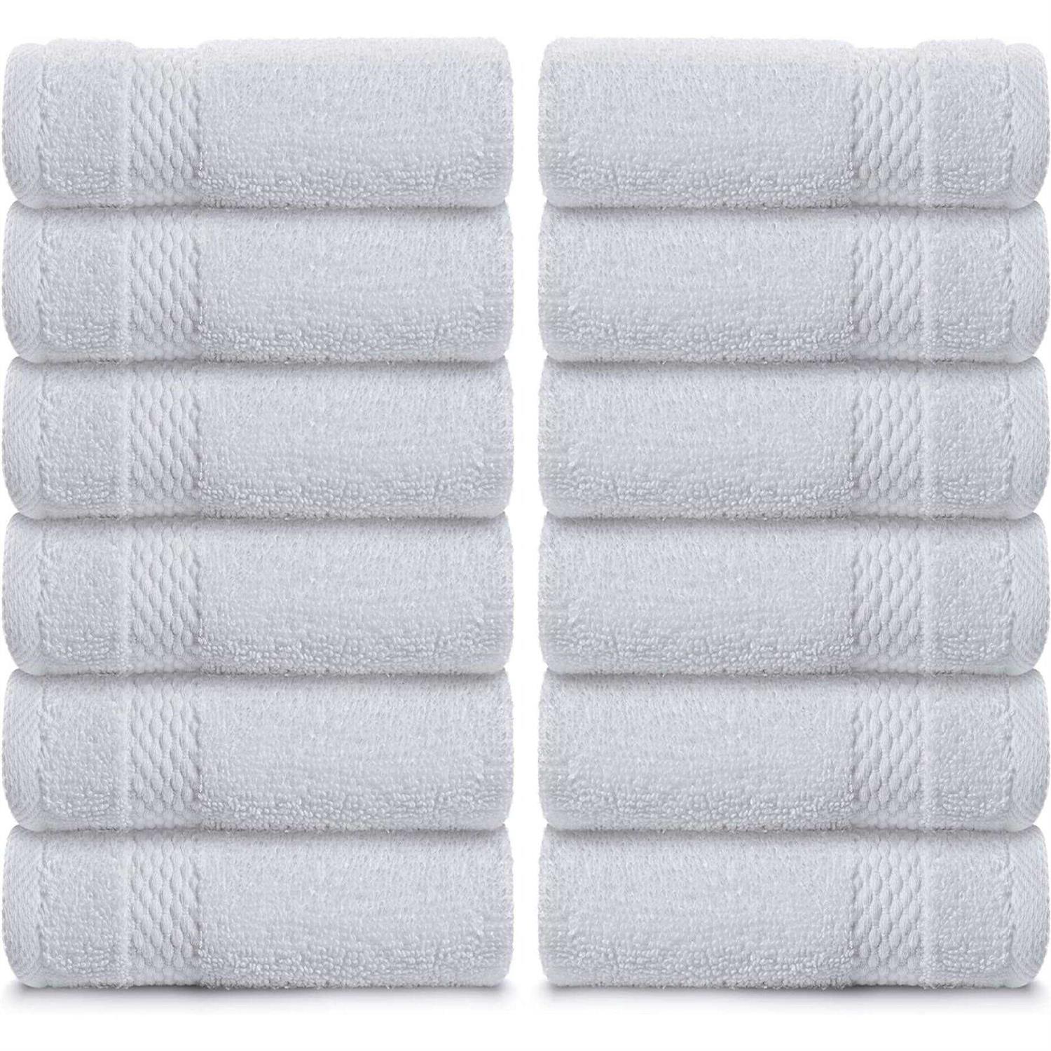 White Classic Luxury Cotton Washcloths Large Hotel Spa Bathroom Face Towel