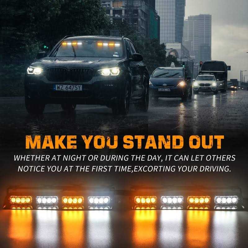 XRIDONSEN Emergency Dash Strobe Lights Safety Flashing Warning Hazard Interior Front/Rear Windshield Deck Split Light Bar w/digital