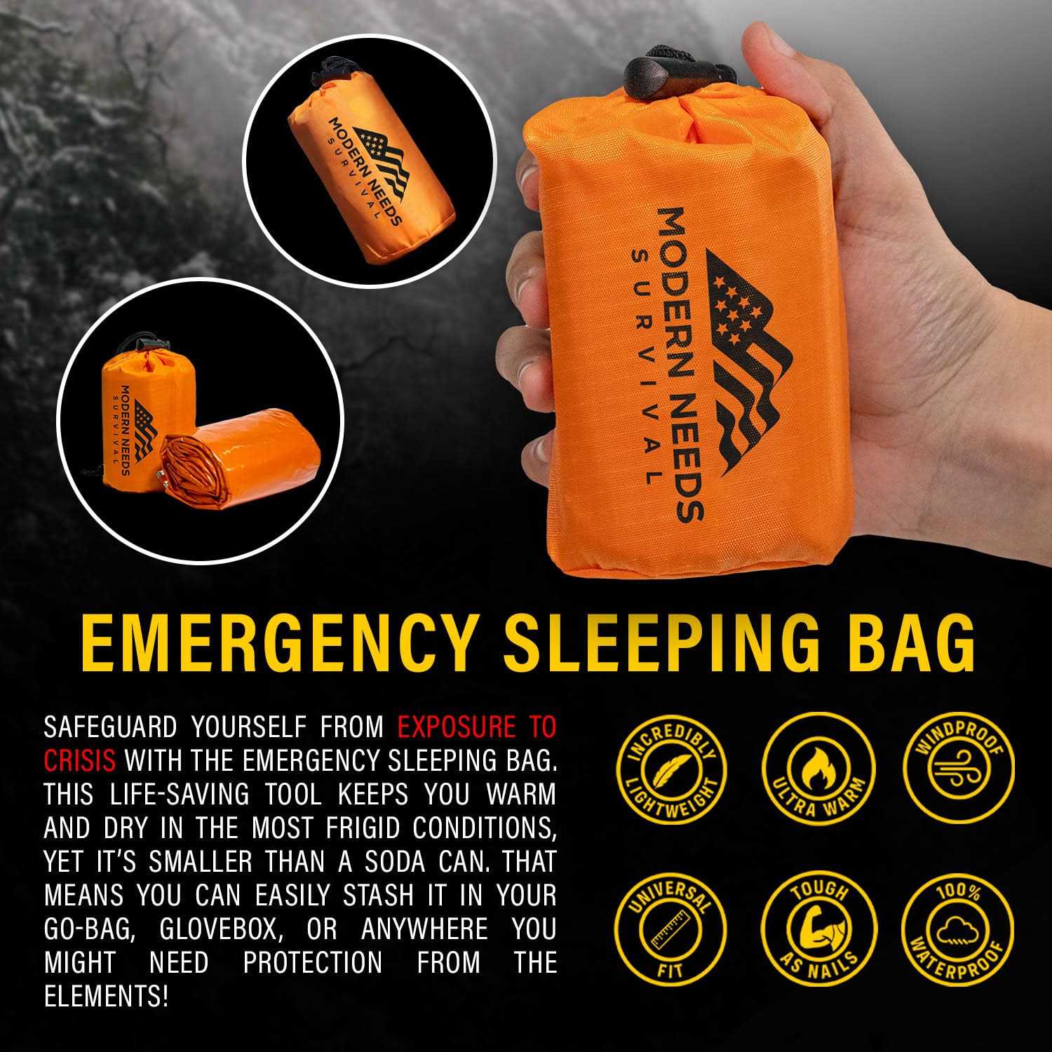 MODERN NEEDS Emergency Survival Sleeping Bag Emergency Blanket Waterproof