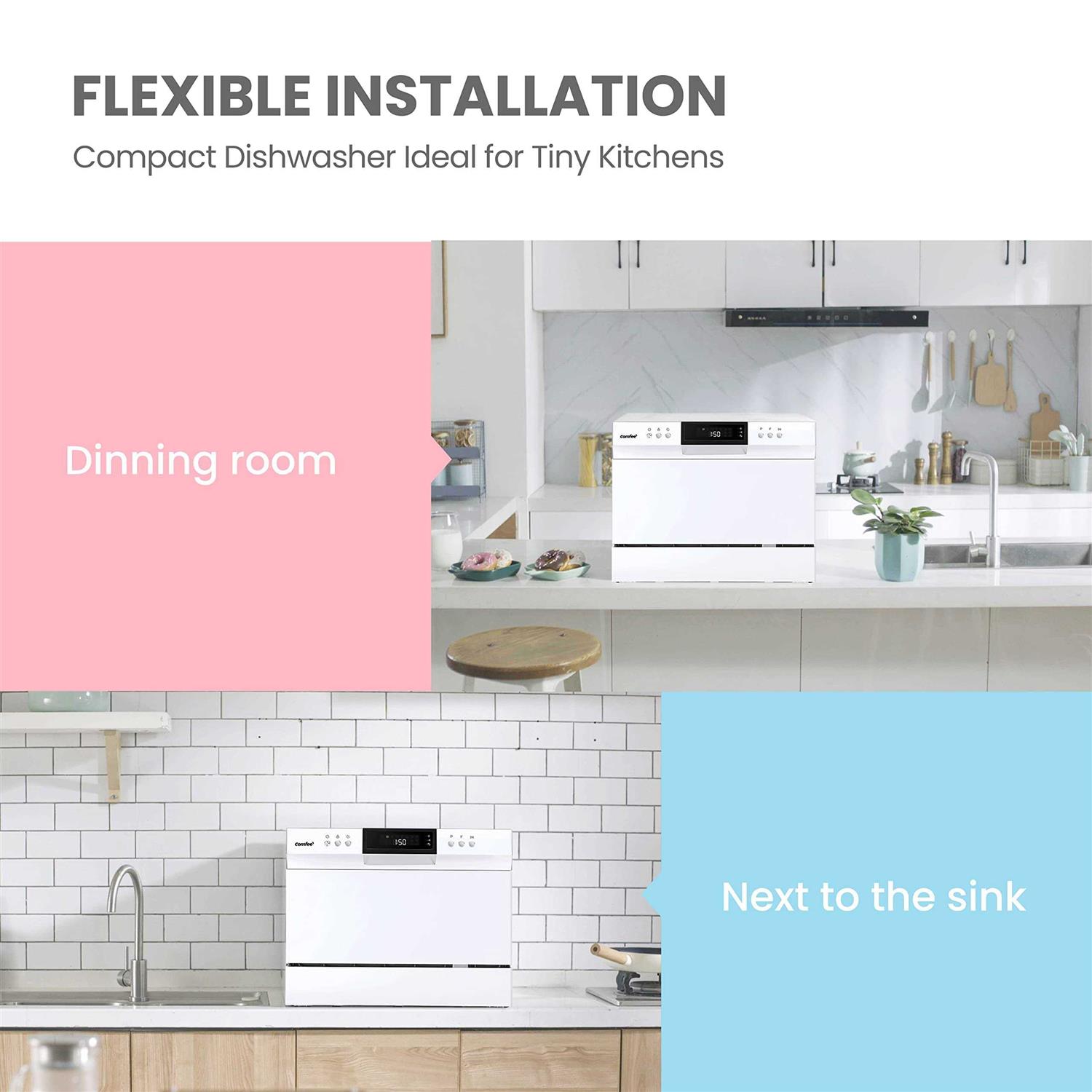 COMFEE’ Countertop Dishwasher Energy Star Portable Dishwasher 6 Place Settings